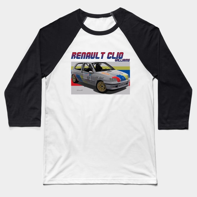 Renault Clio Williams Baseball T-Shirt by PjesusArt